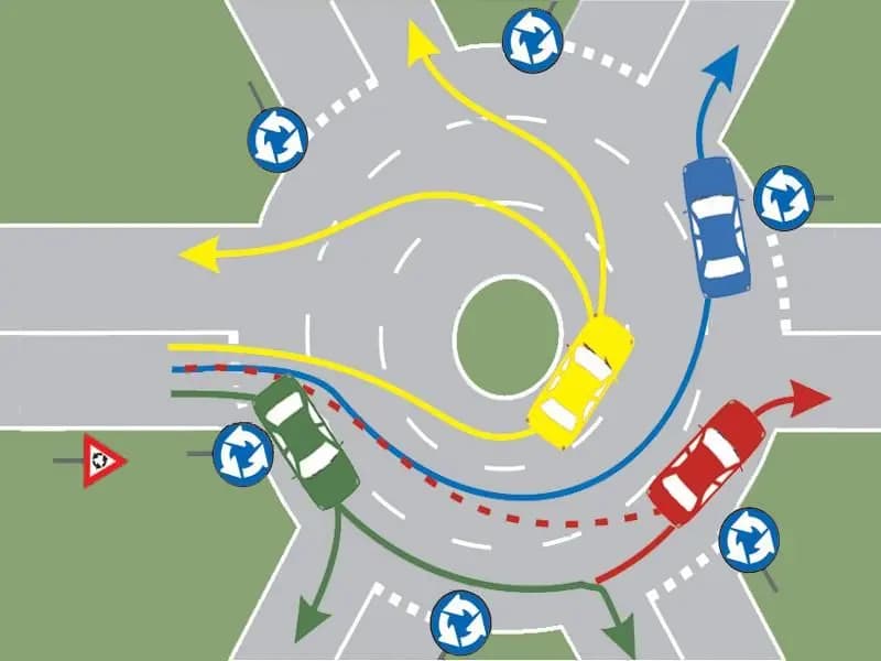 Care autoturisme s-au încadrat corect pentru a traversa intersecţia prezentată?